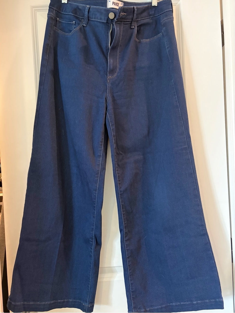 PAIGE Wide Leg Flare Jeans in Dark Blue